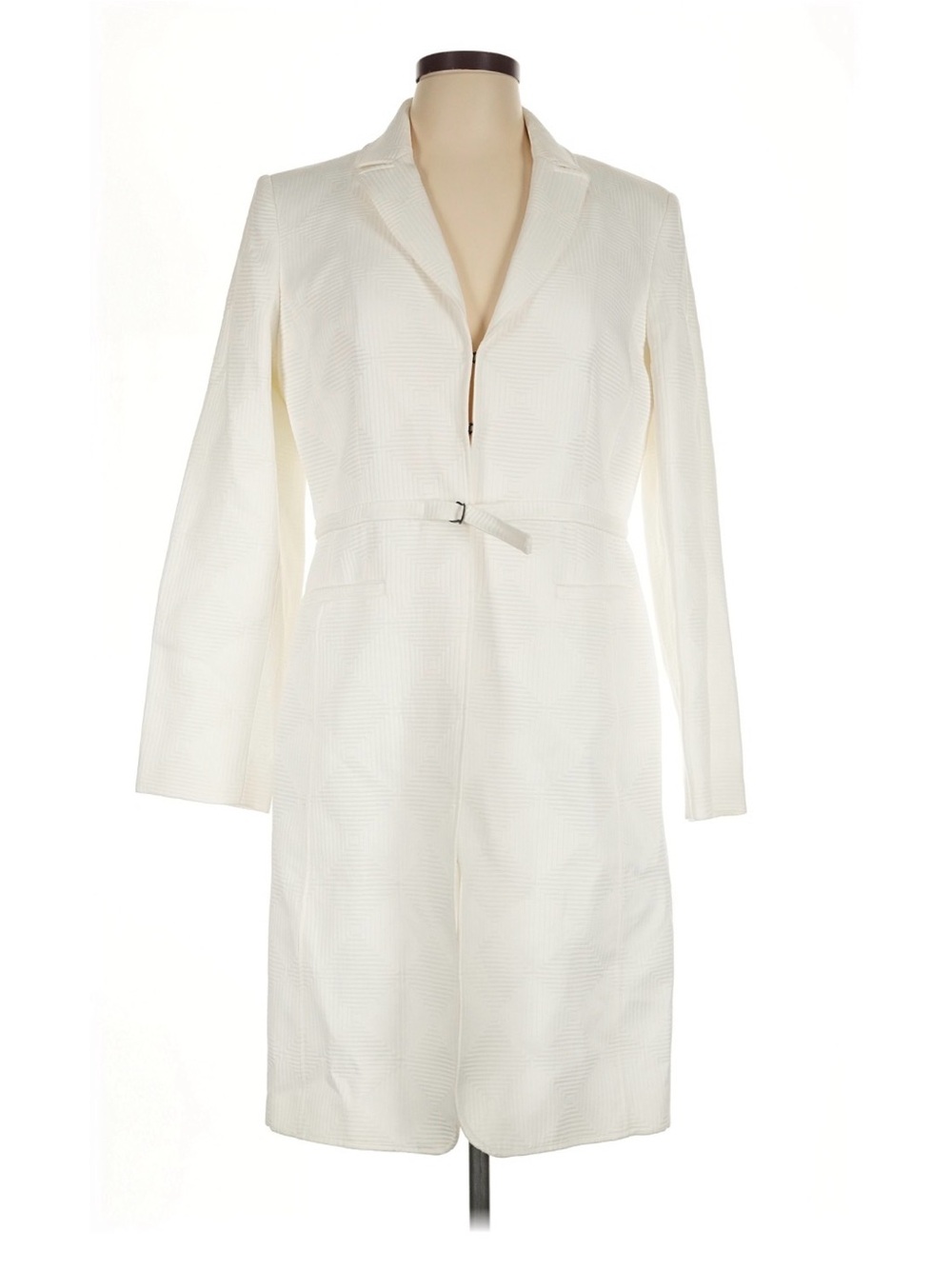 NWT CALVIN KLEIN Creamy White Textured Long Coat - Classic Women's Overcoat